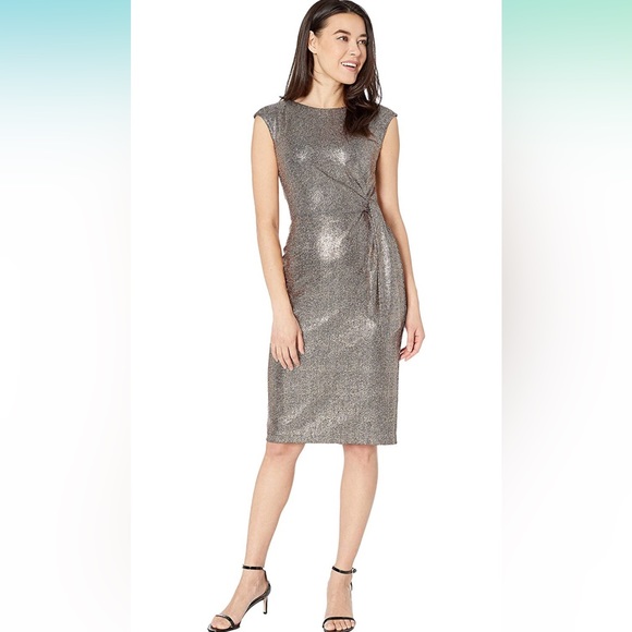 Tahari ASL NWT Bronze /Black Dress size 10P - Picture 6 of 10